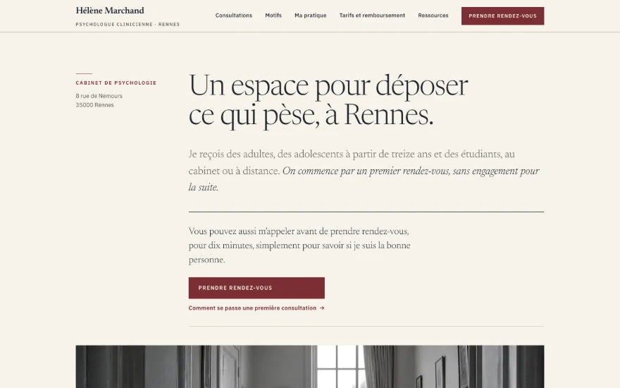 Aperçu d'un site de psychologue à Rennes