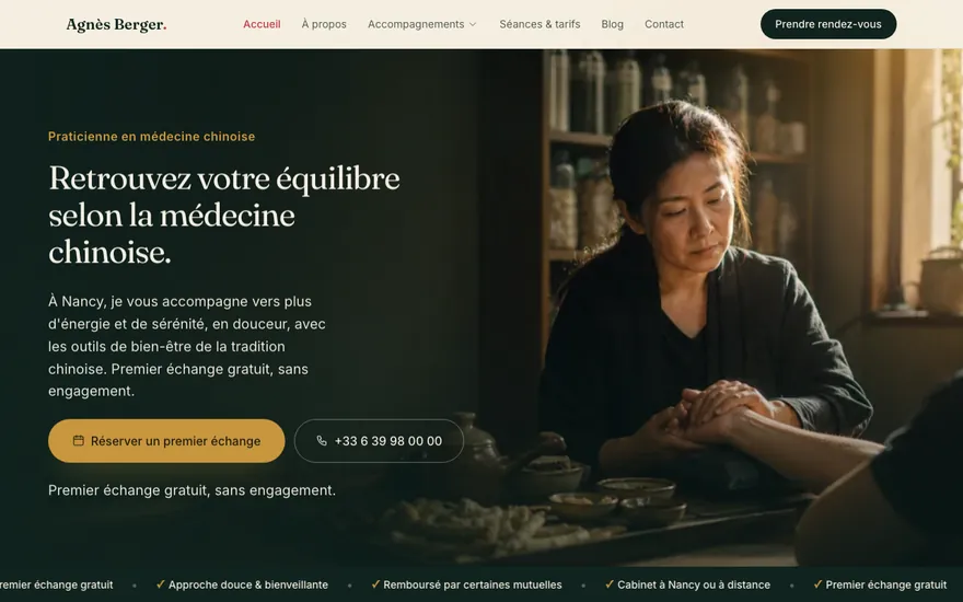 Exemple de site de médecine chinoise à Nancy, ambiance Cinématique