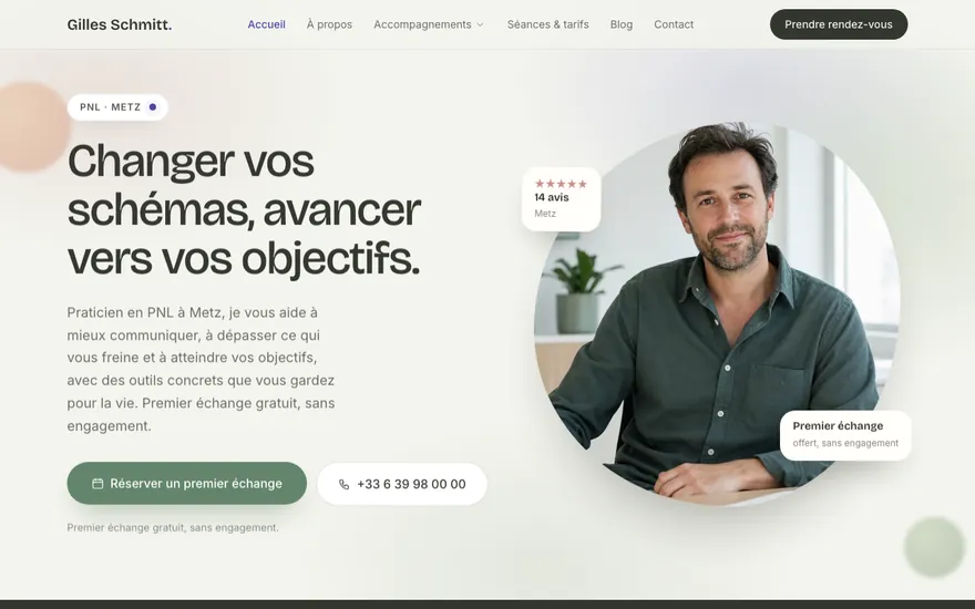Exemple de site de pnl à Metz, ambiance Organique