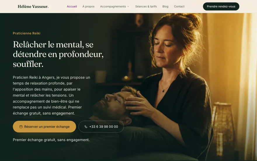 Exemple de site de reiki à Angers, ambiance Cinématique