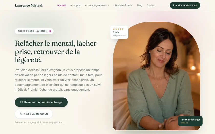 Exemple de site de access bars à Avignon, ambiance Cocon