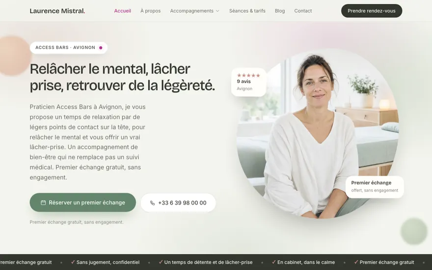 Exemple de site de access bars à Avignon, ambiance Organique