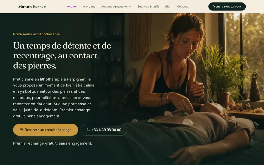 Exemple de site de lithothérapie à Perpignan, ambiance Cinématique