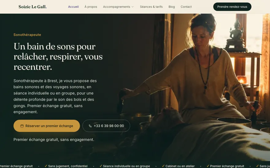 Exemple de site de sonothérapie à Brest, ambiance Cinématique