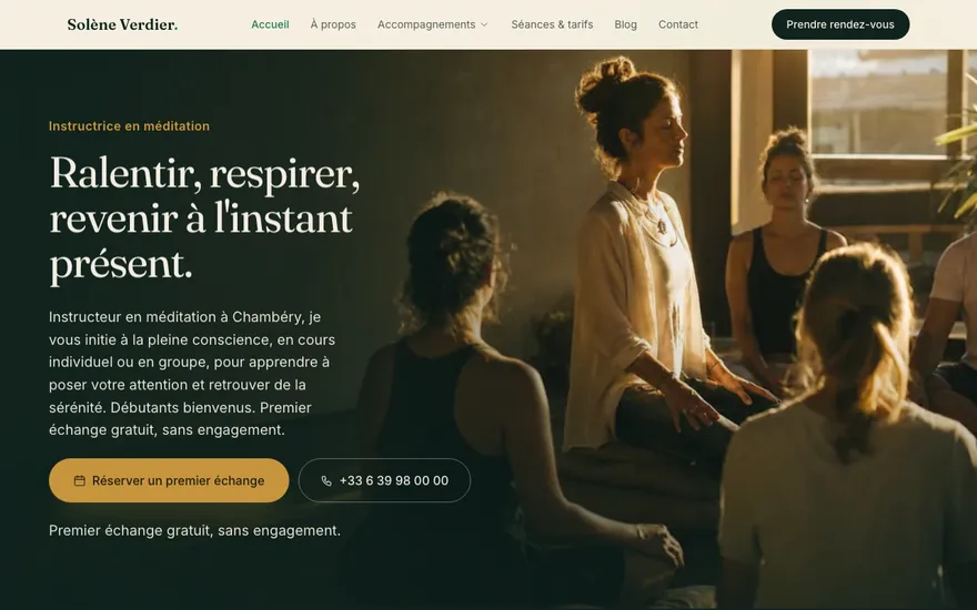 Exemple de site de méditation à Chambéry, ambiance Cinématique