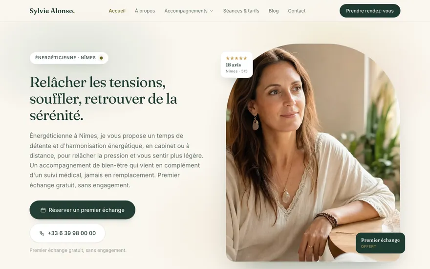 Exemple de site de énergéticien à Nîmes, ambiance Cocon
