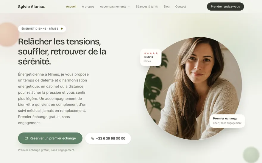 Exemple de site de énergéticien à Nîmes, ambiance Organique